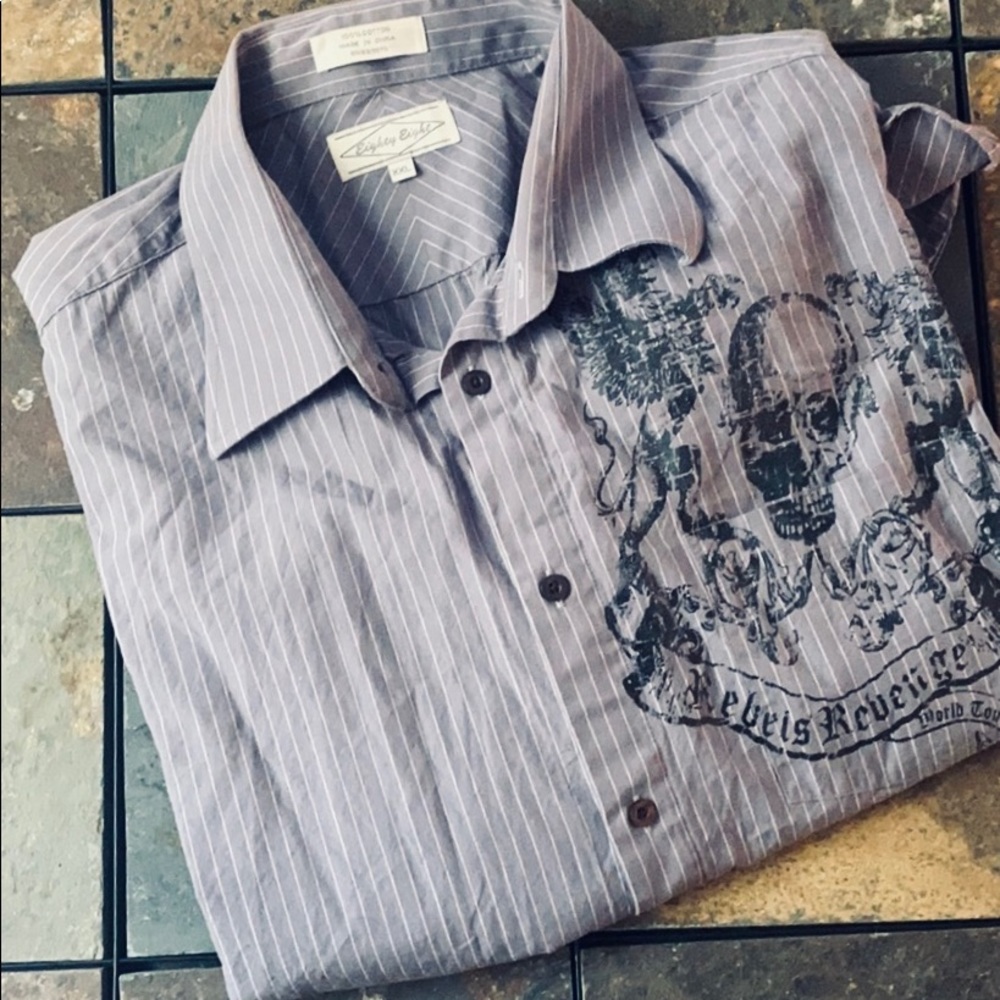 Eighty Eight Grey Pinstripe Casual Buttondown XXL